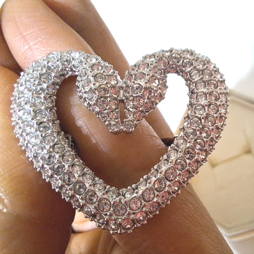 Nib Authentic Swarovski "Una" Two Swan Heart Love… - image 5